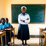 **

"A bright and vibrant classroom in Sierra Leone, filled with children in modest school uniforms, learning enthusiastically. A dedicated teacher, fully clothed in professional attire, stands at the blackboard. Sunlight streams through the windows. The scene emphasizes the importance of education for girls. Safe for work, appropriate content, perfect anatomy, correct proportions, family-friendly, high quality, well-formed hands, proper finger count, natural pose."

**