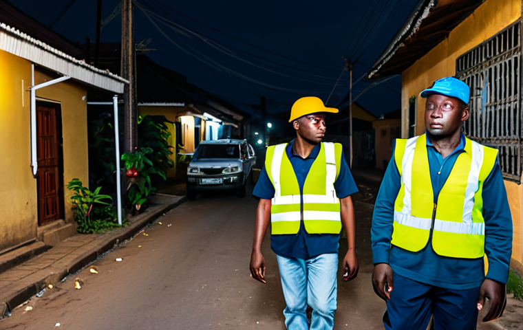 Community Watch in Freetown**

"A diverse group of fully clothed community members, including men and women, patrolling a modestly lit street in a residential neighborhood of Freetown at night. They are carrying flashlights and wearing reflective vests, appropriate attire, safe for work, showing a sense of unity and vigilance. The background shows modest houses and some street vendors. Perfect anatomy, natural pose, correct proportions, well-formed hands, proper finger count, professional, modest, family-friendly."

**