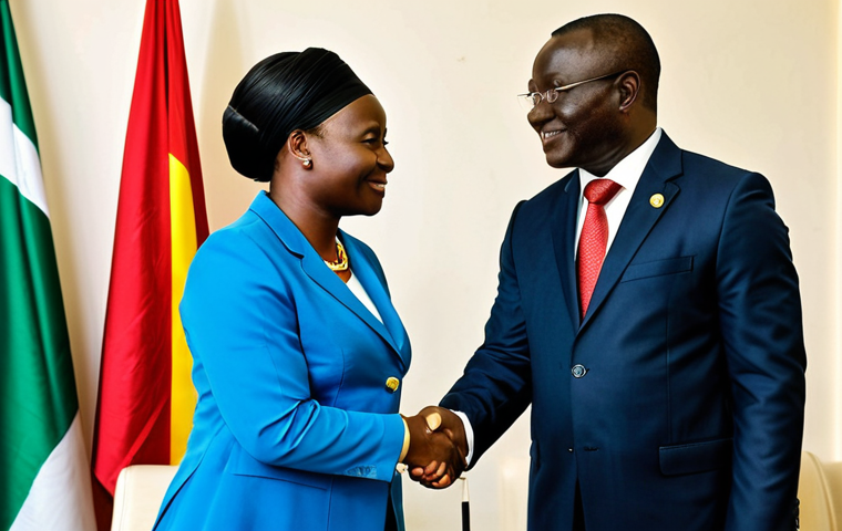 시에라리온 외교 관계 - **

"A professional Sierra Leonean diplomat, fully clothed in a modest business suit, shaking hands ...