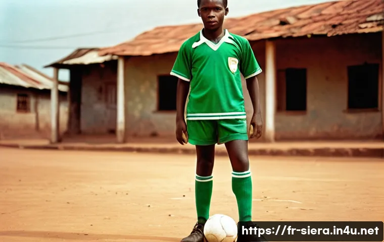 시에라리온 유명 축구 선수 - **A Founding Legend on a Humble Pitch**
    An ultra-realistic, slightly sepia-toned photograph of a...