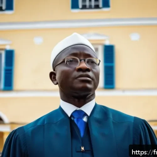 시에라리온 정부 구조 - A detailed, vibrant scene depicting the executive power in Sierra Leone: a dignified African male pr...