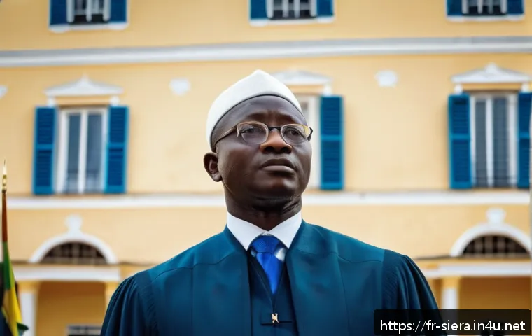 시에라리온 정부 구조 - A detailed, vibrant scene depicting the executive power in Sierra Leone: a dignified African male pr...